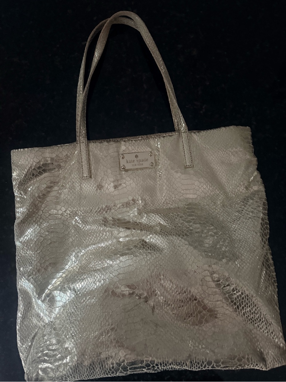 kate spade Metallic Gold Snake-Texture Tote